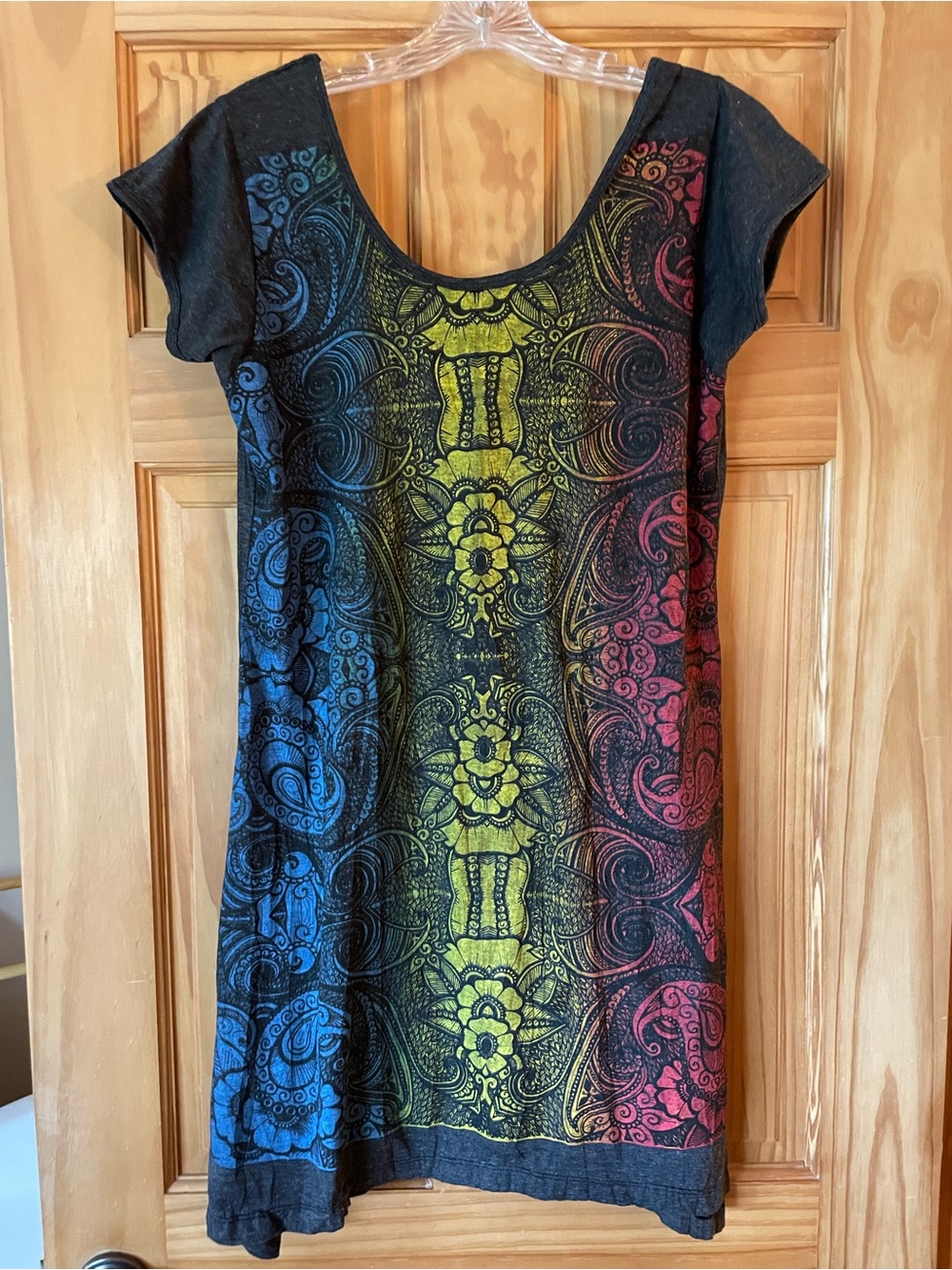 Boho Ombre Paisley Scoop Neck Midi Dress - Multicolor